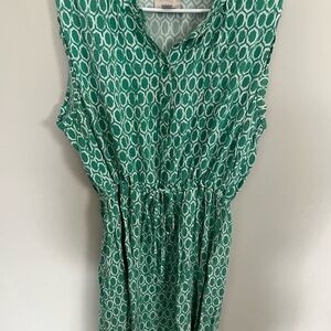 Green Patterned Sleeveless Dress